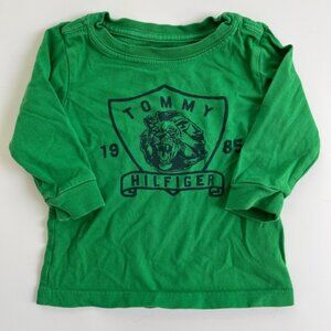 Tommy Hilfiger Green Long Sleeve Tee with Graphic Design